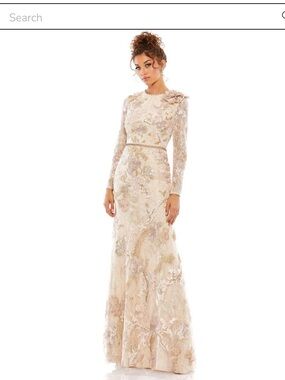 Mac Duggal Dress NWT 2
Style #11174 Crew Neck Rose Applique Long Sleeve Gown